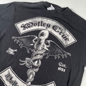 Delta‎ Motley Crue T-Shirt Graphic Print Rock Band Tee Black Size L